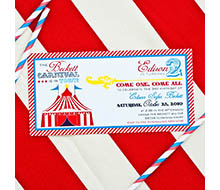 Vintage Carnival Circus Birthday Party Printable Invitation - Red, Yellow, Blue